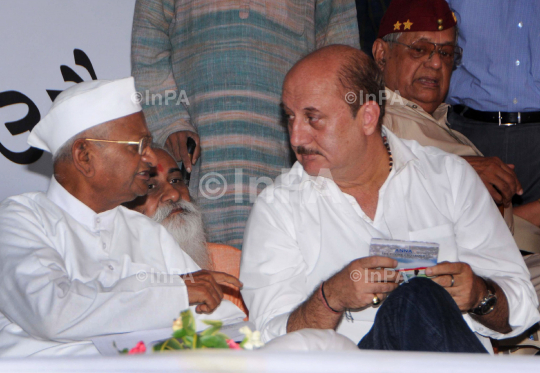 Anna Hazare with Anupam Kher