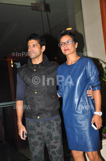 Bollywood actor Farhan Akhtar with wife Adhuna Akhtar 