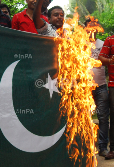 Burning Pakistani flag