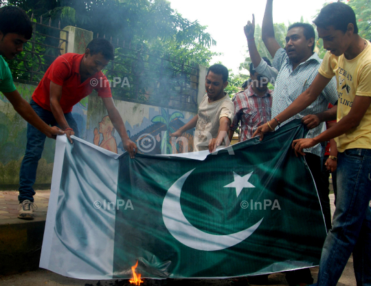 Burning Pakistani flag