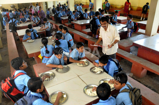 Children eating mid-day meal