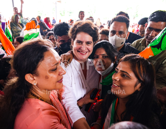 Congress leader Priyanka Gandhi in Lucknow