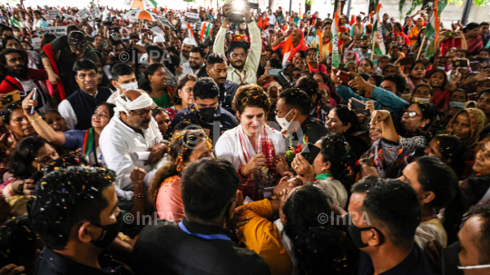 Congress leader Priyanka Gandhi in Lucknow
