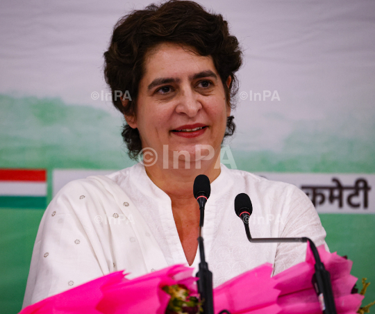 Congress leader Priyanka Gandhi in Lucknow