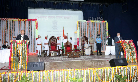 Mangubhai Patel takes oath as MP Governor