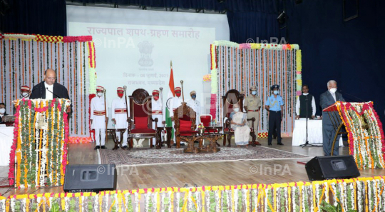 Mangubhai Patel takes oath as MP Governor