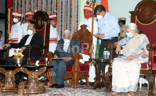 Mangubhai Patel takes oath as MP Governor