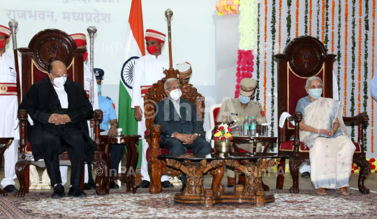 Mangubhai Patel takes oath as MP Governor