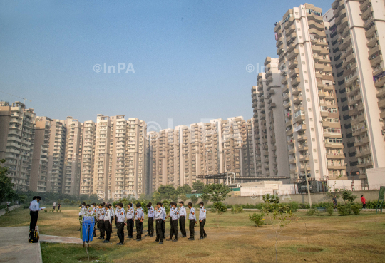 Morning parade of private security guards