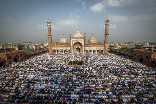 Muslims offering Eid al-Fitr prayers