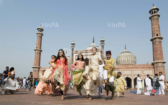 Muslims offering Eid al-Fitr prayers