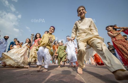 Muslims offering Eid al-Fitr prayers