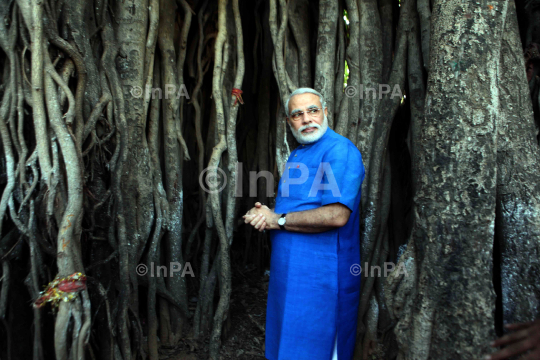 Narendra Modi visited the auspicious 500 year old Banyan Tree