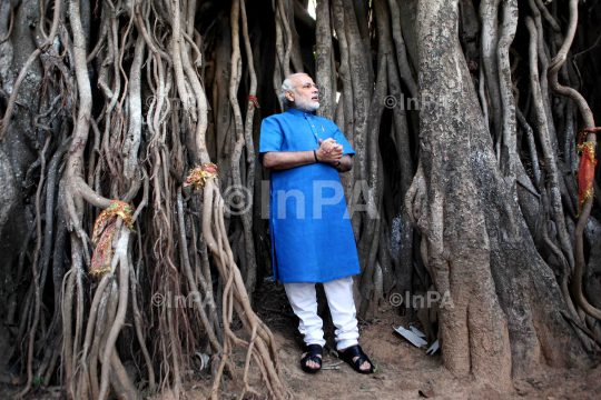 Narendra Modi visited the auspicious 500 year old Banyan Tree