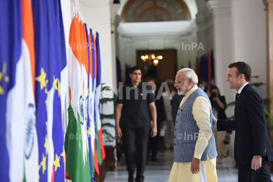 Narendra Modi with Emmanuel Macron