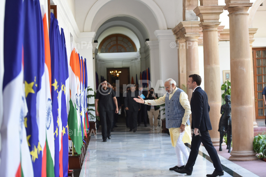 Narendra Modi with Emmanuel Macron