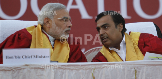 Narendra Modi with Mukesh Ambani