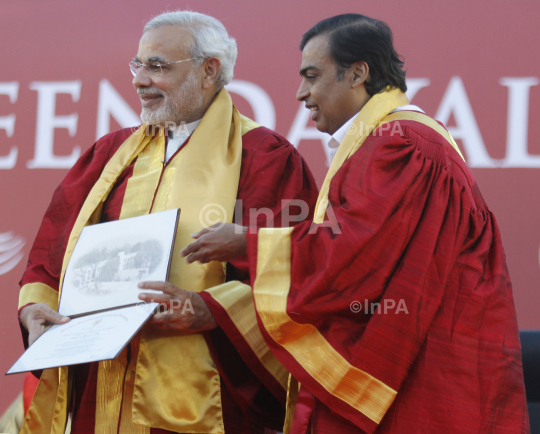 Narendra Modi with Mukesh Ambani