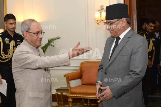 Pranab Mukherjee with Pushpa Kamal Dahal 'Prachanda'