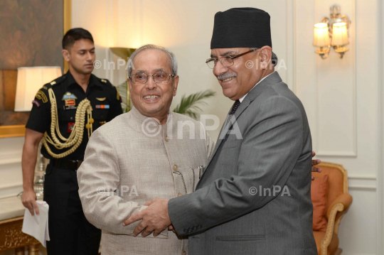 Pranab Mukherjee with Pushpa Kamal Dahal 'Prachanda'