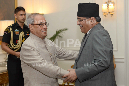 Pranab Mukherjee with Pushpa Kamal Dahal 'Prachanda'