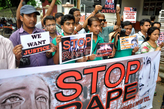 Protest against the gang rape of a woman photojournalist