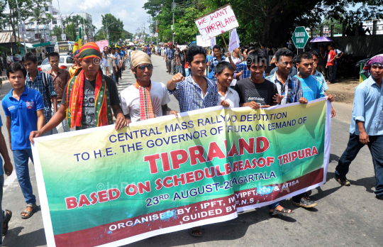 Protest to demand Tipra land State