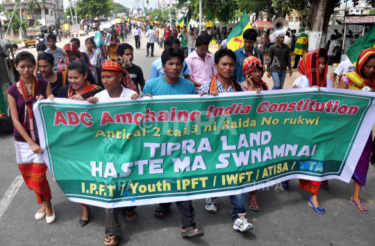 Protest to demand Tipra land State