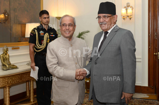 Pushpa Kamal Dahal 'Prachanda' with Pranab Mukherjee