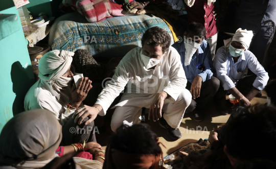 Rahul Gandhi and Priyanka Gandhi in Hathras