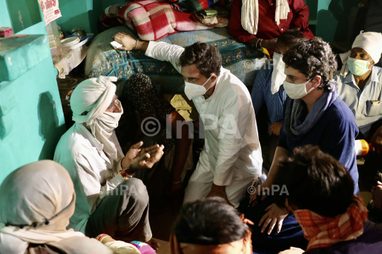 Rahul Gandhi and Priyanka Gandhi in Hathras