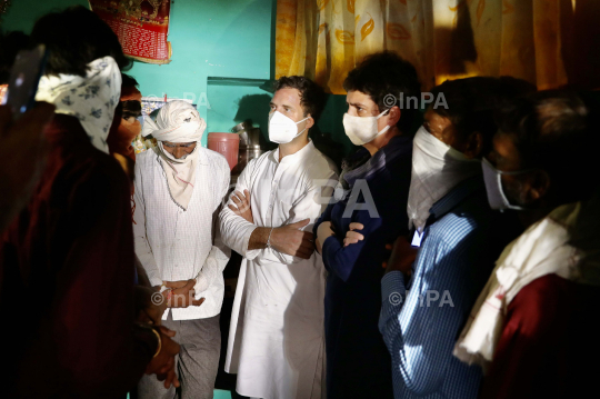 Rahul Gandhi and Priyanka Gandhi in Hathras