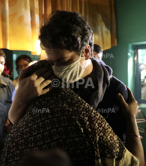 Rahul Gandhi and Priyanka Gandhi in Hathras