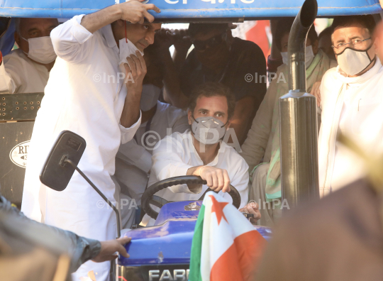 Rahul Gandhi Tractor Yatra in Pehowa