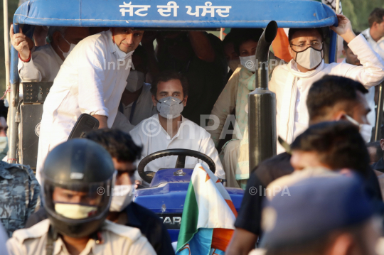 Rahul Gandhi Tractor Yatra in Pehowa