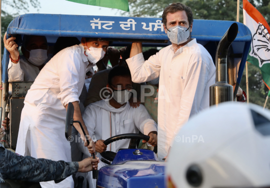 Rahul Gandhi Tractor Yatra in Pehowa