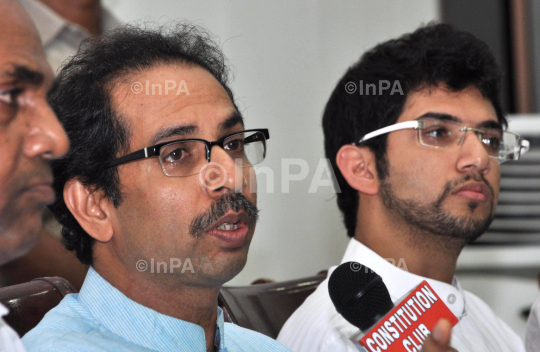 Shiv Sena chief Uddhav Thackeray along with son Aditya Thackeray