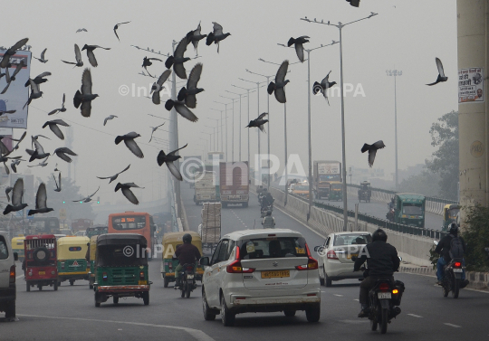 Smog and clouds in Delhi