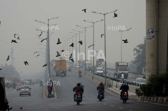 Smog and clouds in Delhi