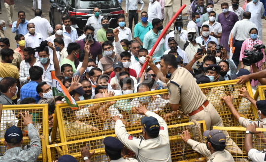 Water cannon used against Digvijay Singh